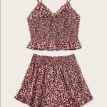 ✨ HP✨Ditsy Floral Knot Cami & Ruffle Hem Shorts Set✨ Red Size L Photo 1