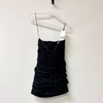 ZARA NWT  Draped Gathered Ruched Tie Neck Bodycon Mini Dress Black Women's Size S Photo 2