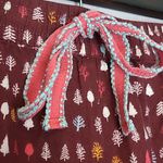 Anthropologie FLOREAT FOR BURGUNDY LIGHTWEIGHT FLANNEL ALLOVER TREE PRINT PANTS Photo 3