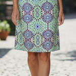 Talbots Skirt Womens 12 Green Blue Kaleidoscope Floral Lined Preppy Classic Boho Photo 0