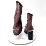 Schutz  Boots Women Size 6 Caelainn Cabernet Purple Leather Designer Mid Heel Photo 4
