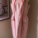 David Meister  White and Orange Lined Dress Size 12 Photo 0