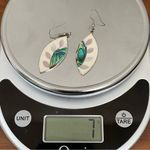 Vintage Alpaca Mexico Handcrafted MOP Abalone Inlay Mexican Silver Earrings 7g Green Photo 9