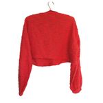 Urban Outfitters Textured Quarter Henley Sweater Small Red Cropped Cozy Holiday Photo 2
