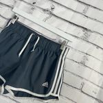 Adidas  Women’s Athletic Running Shorts Grey White Y2K Sports M Stretch Gymwear Photo 5