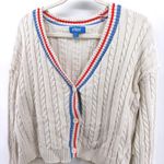Prince Pickleball Cable Knit Cotton Cardigan XL Cream Varsity Preppy Academia Red Photo 1