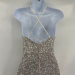 Crystal Doll Bodycon Sequin Dress Sz 0 Silver Holiday New Years Slit Y2K Club Photo 5