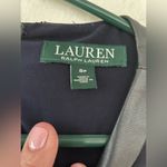 Ralph Lauren Lauren  Navy Blue Black Long Sleeve Dress Faux Leather Detail Size 8 Photo 2