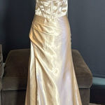 Women’s Full Length Prom Party Dress Criss Cross Straps Leg Slit Size 2 Photo 0