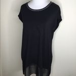 Rose + Olive Black Pullover Tunic Sweater Silver Chain Embellished Neckline M Photo 1
