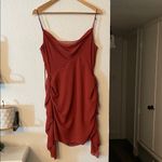 Oh Polly NWT Cowl Neck Backless Waterfall Skirt Mini Dress in Red Size 6 Photo 4