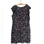 DKNY Jeans Floral Print V Neck Cap Sleeve Midi Dress Plus Size 26W Ruffle Pocket Black Photo 6