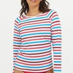 Spanx NWT Ocean Stripe Hibiscus Swim Shirt Rashguard XL Photo 0