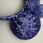 Disney  Parks Minnie Blue Iris Sequin Purple Hydrangea Bow Headband Ears Photo 2