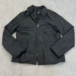 VTG black Leather Coat jacket zip up collared vintage 100% genuine fully lined Size L Photo 1