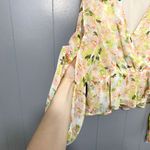 Lulus  Spring Vibes White Floral Print Cutout Long Sleeve Peplum Top XL Photo 5