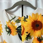 White & Yellow Floral Sunflower Fit & Flare Summer Sun Dress Size Medium Photo 2