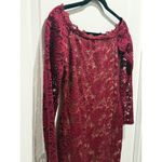 Windsor  Red Lace Dress Medium Bodycon Long Sleeve Women’s Holiday Party Sexy M Photo 3