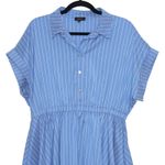 Fabrika Maxi Shirt Dress Blue & White Size Large Photo 2