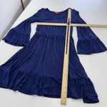 Modcloth  Dress Womens XS Navy Blue Flare Bell Sleeve Ruffle Hem‎ Rayon Stretch Photo 5