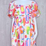 Peach Love California Peach love rainbow sheer print puff short sleeve midi dress with under slip sm Photo 9