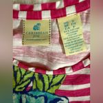 Caribbean Joe  Pink and White Striped Tank Top with Blue Floral Design Photo 1