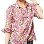 Anthropologie Holding Horses Isla Pink‎ Floral Button Up Shirt Size 0 Photo 0