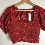 Band of the Free JOELLE CRIMSON FLORAL SMOCKED TOP size medium Photo 2