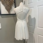 Lulus  Romantic Tale White Lace Skater Dress Size Small With Open Key Hole Back Photo 2