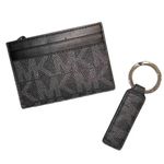 Michael Kors  Leather Gray Men's Logo Card Case & Keychain Set Photo 1