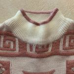 Vintage perfect designs womens large sweater aztec pink knit print jewel white l Photo 3
