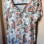 Westbound  Multicolor Paisley Lace-Up  neck Top petite large Photo 0