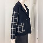 Magaschoni  Black and White Plaid Pea Coat Size Large Photo 2