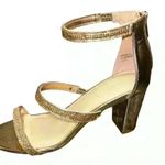 Bamboo  Women’s Gold Open Toe Chunky Heel Sandals (Size 7) | Pre-loved Photo 1