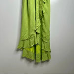 Lulus NWT Bright Expression Lime Green Faux-Wrap Ruffled Midi Dress Small Photo 9