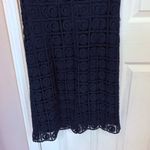 Suzi Chin for Maggy Boutique Navy Crocheted Short Sleeve Above the Knee Dress Blue Size 10 Photo 2