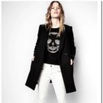 Zadig & Voltaire Black Cashmere Sweater with Silver Rhinestone Skull W1959 Sz L Photo 1