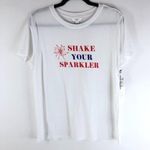 1901  Womens T Shirt Top Shake Your Sparkler 4th of July USA White Size L Photo 0