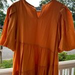 Moon River Orange Puff Sleeve Dress Photo 7