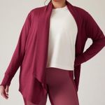 Athleta S PRANAYAMA Modal Wrap Coffeeberry Red Sweater Sweatshirt Small Photo 3