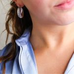 Stainless Steel Chunky Twist Croissant Style Hoop Earrings Dainty Silver Photo 1