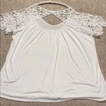 Paper + Tee 3X crochet lace sleeves and neck white top Easter Spring Summer Photo 1