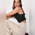 Lulus NWT Breezy Times Ahead High Waist Wide Leg Linen Blend Pants Medium Photo 3