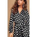Lulus  Women’s Polka Dots‎ Satin Ruffled Romper Elegant Glam Cocktail Size Small Photo 4