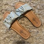 Sole Mates  Ruffle Sandal Slides Size 6 Blue Photo 0
