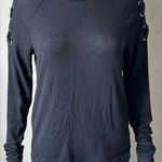 Just Be | Black Metal Eyelet Detail Long Sleeved Top Shirt | Medium Photo 0