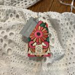 Farm Rio NWT  Anthropologie Off Shoulder Eyelet Midi Lace dress white L PETITE Photo 2