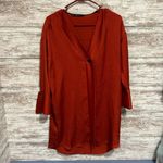ZARA BASIC Rust Red Textured V Neck Long Sleeve Shirt Dress Women Size Small Photo 1
