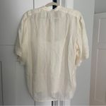 Tory Burch Floral Silk Cream Short Sleeve Blouse Button Down Photo 4