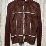 Cato Vintage Y2K Suede Leather Ribbed Double Zip Jacket Faux Fur Penny Lane XL Photo 0